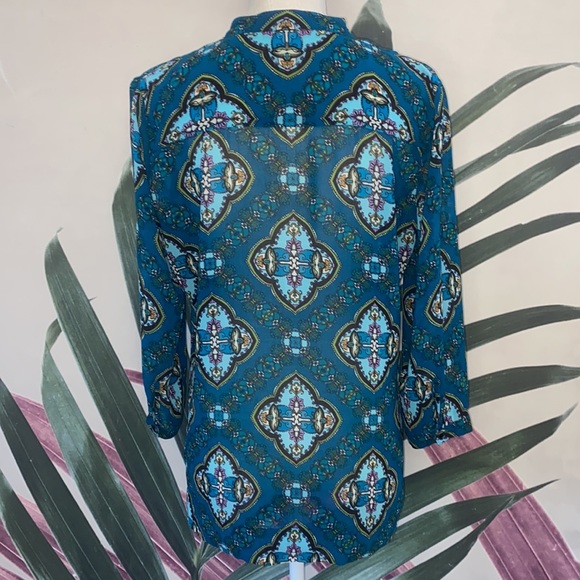 Charter Club Medallion 3/4 Sleeve Blouse - Picture 6 of 9